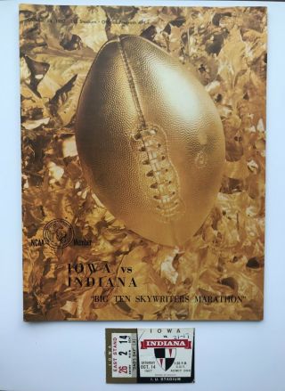 Iowa Vs Indiana Football 1967 Program Ticket Stub Big Ten Champs Rose Bowl