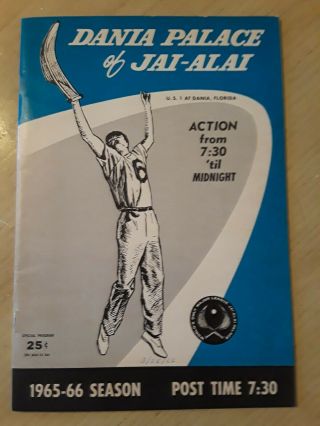 Jai Alai Program Dania Fronton March 23,  1966