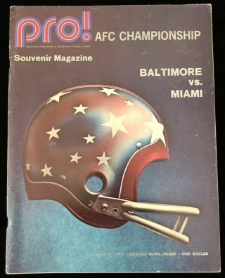 1971 Afc Championship Football Program - Baltimore Colts @ Miami Dolphins