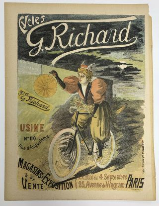 Cycles G.  Richard Le Rire Page Vintage Bicycle Poster - Cycling - Small Format