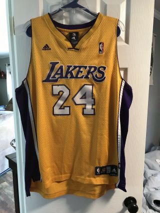 Adidas Nba Los Angeles Lakers Kobe Bryant 24 White Swingman Jersey Mens L Sewn