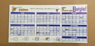 1970 San Diego Padres MLB Tri - Fold Pocket Schedule 3