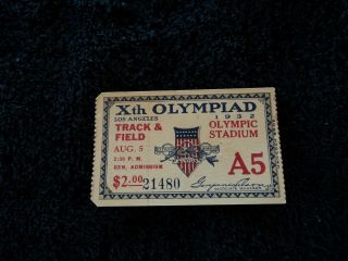 10th Olympiad Ticket Los Angeles 1932 Track And Field