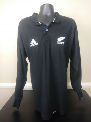 Vintage Adidas Zealand All Blacks Men’s Small Long Sleeve Rugby Jersey Shirt