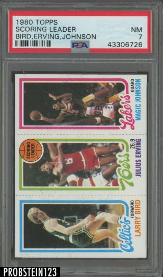 1980 Topps Basketball Larry Bird Magic Johnson Rc Rookie Julius Erving Hof Psa 7