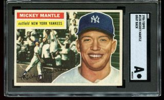 1956 Topps Mickey Mantle York Yankees 135 Baseball Card Sgc A