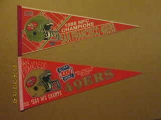 Nfl San Francisco 49ers Vintage 1988 & 1989 Nfc Champions Logo Football Pennants