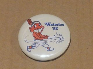 1982 Chief Wahoo Indians Waterloo Iowa Baseball Midwest Minor League Pinback Pin