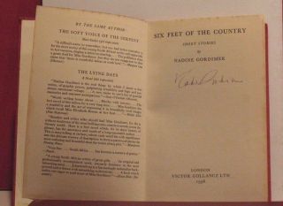 Six Feet of the Country by Nadine Gordimer - First UK Edition - Signed - 1956 2