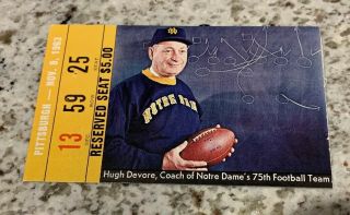 Vintage Notre Dame Vs Pittsburgh Nov.  9,  1963 Ticket Stub Football