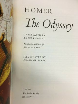 Folio Society 2000 The Odyssey,  Homer By Bernard Knox Hardcover 2