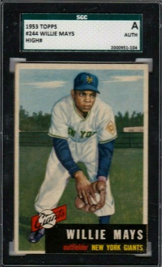 1953 Topps 244 Willie Mays Sgc A Authentic York Giants