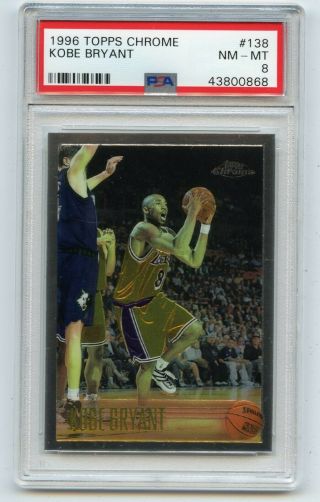 1996 - 97 Topps Chrome 138 Kobe Bryant Rookie Card Rc,  Los Angeles Lakers,  Psa 8