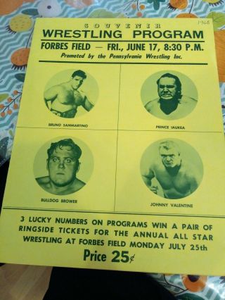 2 Wrestling Program - Bruno Sammartino Civic Arena And Forbes Field