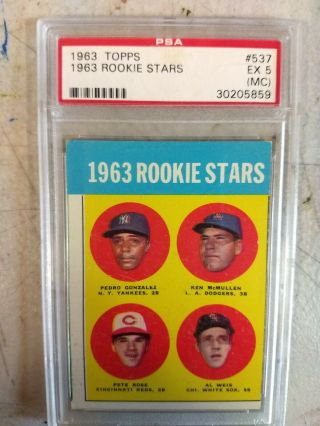 1963 Topps Pete Rose Cincinnati Reds 537 Baseball Card Psa 5 Ex
