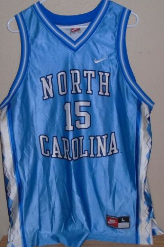 North Carolina Unc Tar Heels Blue Basketball Jersey 15 Vince Carter Nike Sz L