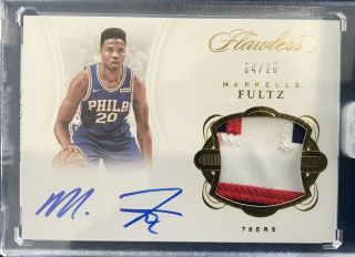 2017 - 18 Markelle Fultz Panini Flawless Gold Rc Auto Patch Rpa /10 Rookie Card