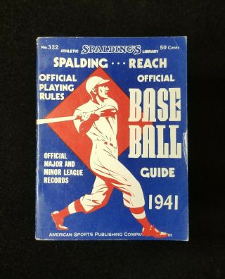 1941 Spalding Guide Antique Baseball Official Athletic Library Vtg Booklet Gd