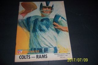1966 Los Angeles Rams Vs Baltimore Colts Program With Ticket Shula Johnny Unitas