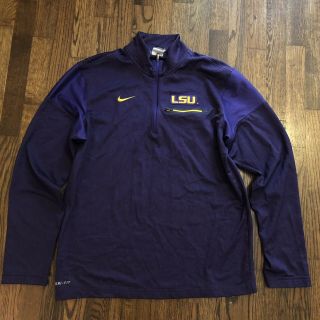 Nike Lsu Men’s Medium Purple Pullover 1/4 Zip Jacket Long Sleeve Dri - Fit