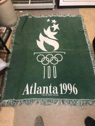 Centennial 1996 Atlanta Olympics Trademarked 2 - Sided Hand - Knit Throw Blanket