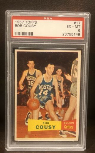 1957 Topps Basketball 17 Bob Cousy Rookie Card Psa 6