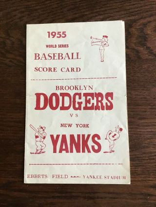 1955 World Series Baseball Score Card Brooklyn Dodgers Vs.  Ny Yankees