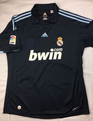 2009 2010 Real Madrid Adidas Away Football Jersey Soccer Shirt Mens Xl Blue