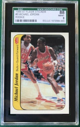 1986 - 87 Fleer Michael Jordan Sticker 8 Rc Rookie Card Sgc 88 Nm/mt 8 Psa 9?