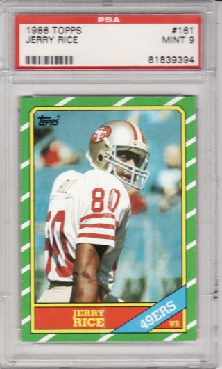 1986 Topps Jerry Rice 161 Psa 9 Rc Card (san Francisco 49ers Hof Wr)