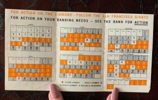 1964 San Francisco Giants / Bank Of California Schedule 3