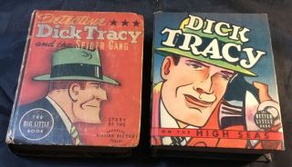 2 Big/better Little Book Dick Tracy 1454 Vf & 1446 Fair High Seas Spider Gang