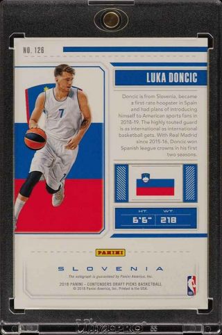 2018 Panini Contenders Draft Ticket Luka Doncic ROOKIE RC AUTO /99 126 (PWCC) 2