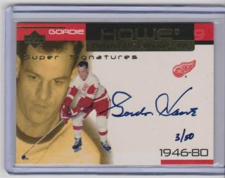 1999 - 00 Ud Ovation Signatures Gold Gordie Howe Red Wings Autograph /50