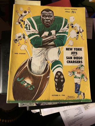 Oct 8,  1966 Afl Program Nyj San Diego Chargers At York Shea