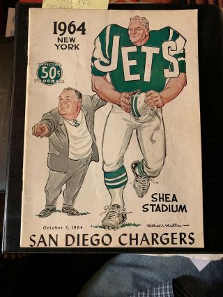 1964 Afl Pro Football Program - San Diego Chargers Vs York Jets - Weeb Ewbank