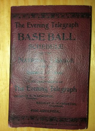 Very Scarce 1900 The Evening Telegraph Baseball Schedule Of The National League