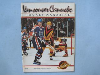 1982/83 Vancouver Canucks Edmonton Oilers Nhl Program Wayne Gretzky Jari Kurri