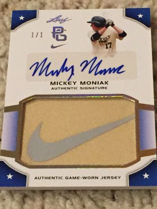 Mickey Moniak 1/1 Auto 2015 Leaf Perfect Game Nike Swoosh Philadelphia Phillies