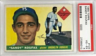 1955 Topps Sandy Koufax Brooklyn Dodgers 123 Baseball Card Psa 4 Graded