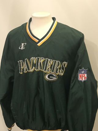 Green Bay Packers Pro Line Nylon V Neck Pullover Size Xl Large Nfl