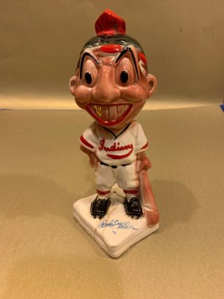 Vintage Chief Wahoo Cleveland Indians Gold Tooth Mascot Bank Stanford Pottery