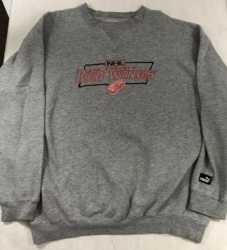 Mens Puma Xl Detroit Red Wings Embroidered Crew Neck Sweatshirt