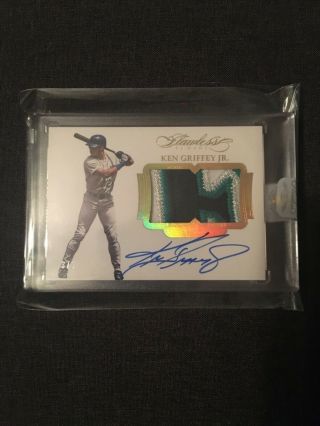 Ken Griffey Jr 2017 Panini Flawless 4 Color Patch Auto Gold Serial 3/5