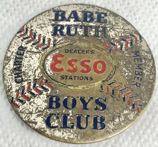 Vintage Rare Esso Oil Babe Ruth Club Pin