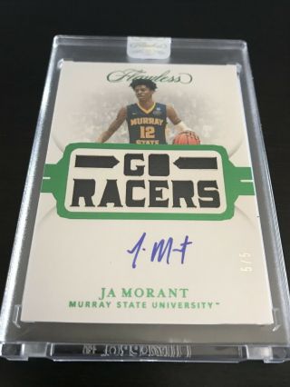 5/5 Ja Morant 2019 - 20 Flawless Team Name Patch Autograph Auto Murray State Rpa