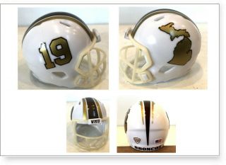 Custom 11 - 26 - 19 Western Michigan Broncos " State " 2 " Pocket Pro Football Helmet