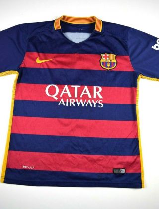 Nike Lionel Messi Fc Barcelona Jersey Mens Size M Striped Fifa Fcb