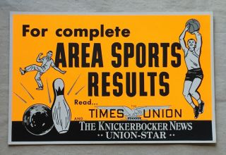 Vintage 1970’s Sports Sign Times Union Newspaper Knickerbocker News Union Star