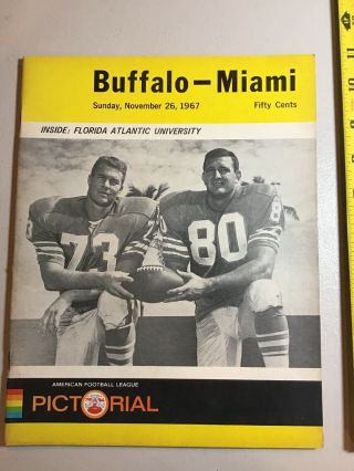 1967 Afl Buffalo Bills Miami Dolphins American Football League Program Griese